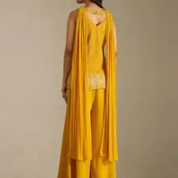 Soch Mustard Straight Fit Embroidered Kurta Palazzo with Dupatta image 2