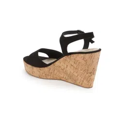 Rocia by Regal Women's Black Ankle Strap Wedges image 5