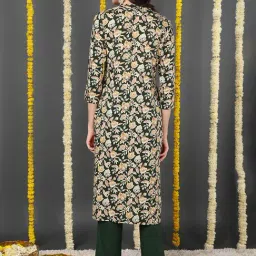 Vaamsi Green Rayon Printed Straight Kurta image 2