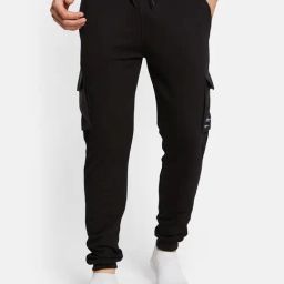 Octave Black Cotton Regular Fit Joggers-picture-5