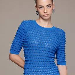 MANGO Semi-Sheer Textured Knit Pullover image 1