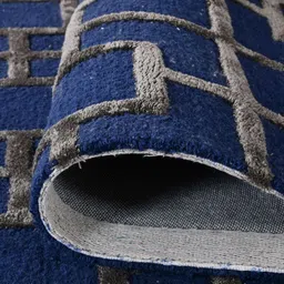 saraswatii global Lineation Navy Blue & Brown Geometric Printed Tufted Woollen Carpet image 5