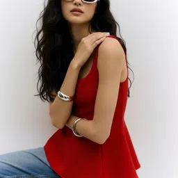 Pookiie Women Square Neck Sleeveless Peplum Top image 3