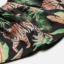 KASSUALLY Women Green Off-Shoulder Tropical Printed Basic Jumpsuit with Applique image 5