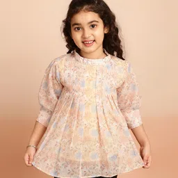 ISHTI  Three Fourth Sleeves Floral Printed Top -  Purple-picture-25