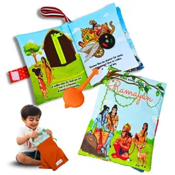 Seraphina My First Ramayan Cloth Book in English Interactive Soft Baby Toy with Textures, Rattle & Zipper | Diwali & Dussehra Themed Toy for Ages 0-2 Years-picture-10