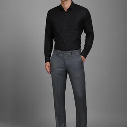 Louis Philippe Men Textured Slim Fit Trousers image 4