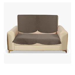 RADECOR Coffee Brown Solid Velvet 2 Piece Sofa Cover Without Arms-picture-33