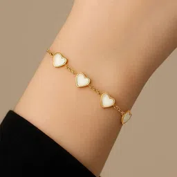 Madwares Stainless Steel Gold-Plated Enamelled Link Bracelet-picture-25