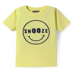 Pine Kids Single Jersey Knit Half Sleeves Night Suit With Text Print - Neon Green & Navy Blue image 2