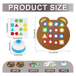 Enorme Geometric Educational Fun Shape and Color Matching Puzzle Board Game with Bell for Kids image 3