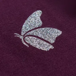 Pine Kids Cotton Knit Half Sleeves T-Shirt Butterfly Print - Purple image 3