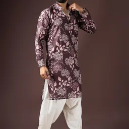 Rawayi Men Floral Printed Thread Work Kurta image 5