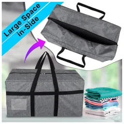Storite Extra Large 128 L Fabric Moisture Proof Multipurpose Heavy Duty Storage Bag for Toys/Stationery/Blankets/Clothes/Moving Bags With Strong Reinforced Handles Rectangular (Grey ) image 4