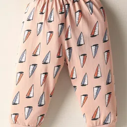 CUCUMBER Cotton Knit Full Length Leggings With Nautical & Sport Theme Print Pack Of 3 - Yellow & Blue image 4