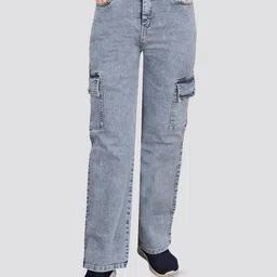 JFH Women Comfort Relaxed Fit High-Rise Slash Knee Heavy Fade Stretchable Jeans-image-77