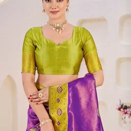 VelvetHue Woven Design Zari Art Silk Handloom Banarasi Saree image 4