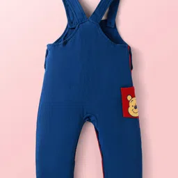 Babyhug Disney Single Jersey Knit Dungaree & Full Sleeves T-Shirt With Winnie The Pooh Graphics & Pocket Detailing - Blue & Red image 5