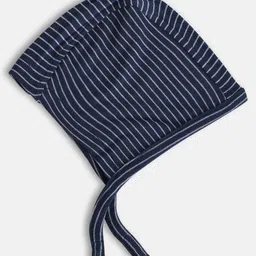 MINI KLUB Cotton Pack Of 2 Striped & Abstract Designed Caps - Black & Grey image 5