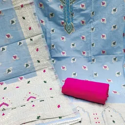 SAINOOR Floral Beads And Stones Embellished Semi-Stitched Dress Material image 4