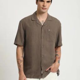 The Bear House Brown Regular Fit Texture Shirt-picture-34