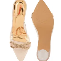 Anouk Women Gold-toned Open Back Kitten Heels image 5