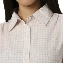 Van Heusen White Geometric Shirt image 5