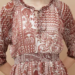 Colour Me by Melange Brown Printed A-Line Dress image 5