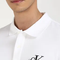Calvin Klein Jeans Bright White Cotton Regular Fit Polo T-Shirt image 5