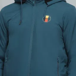 Monte Carlo Mens Solid Teal Detachable Hood Full Sleeve Jacket image 5