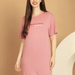 Kanvin Pink Cotton Printed T-Shirt-image-0