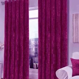 Aura Magenta 2 Pieces Velvet Window Curtain-picture-32