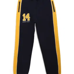 Blue Giraffe Kids Navy Color Block Pattern Joggers-picture-36