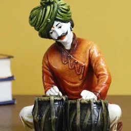 7.5 Inch Rajasthani Men Musician Playing Tabla Handcrafted Decorative Polyresin Showpiece-image-33