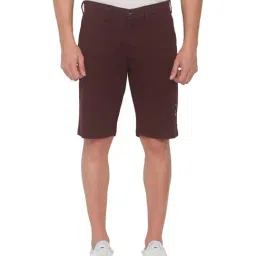 Spykar Wine Red Cotton Relaxed Fit Shorts-picture-38
