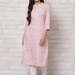 Rangriti Pink Chequered Straight Kurta-picture-35