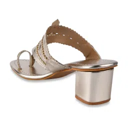 The White Pole Women's Golden Toe Ring Sandals image 5