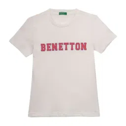 United Colors of Benetton Kids Off White Logo Print T-Shirt-picture-45