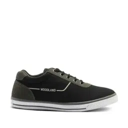 Woodland Men's Black Casual Sneakers-image-1
