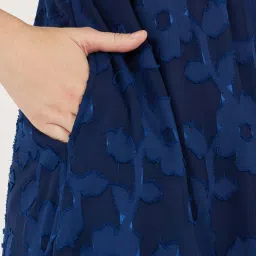 Styli Navy Blue Self Design Dress image 5