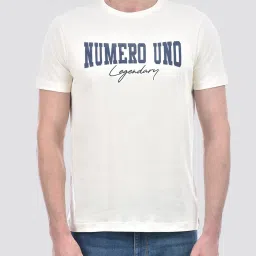 Numero Uno Cream Cotton Regular Fit Printed T-Shirt image 5