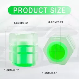 IIVAAS Green Acrylonitrile Butadiene Styrene Glowing Wheels Cap Tire Valve (Pack of 4) image 2