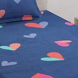 Homybees Navy Blue Geometric 220 TC Single Bedsheet with 1 Pillow Covers image 4