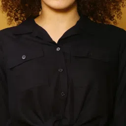 Sera Black Regular Fit Crop Shirt image 5