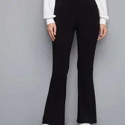 BROADSTAR Women Smart Flared High-Rise Easy Wash Trousers-image-57