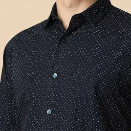 Allen Solly Navy Cotton Slim Fit Printed Shirt image 5