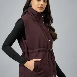 CLUB YORK Wine Polyester Solid Sleeveless Jacket image 5