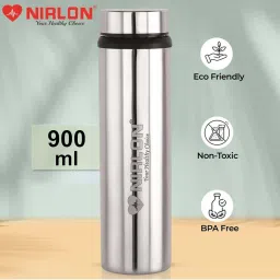 Nirlon Eco Lite Silver Stainless Steel Water Bottle (900ml) - Set of 2 image 5