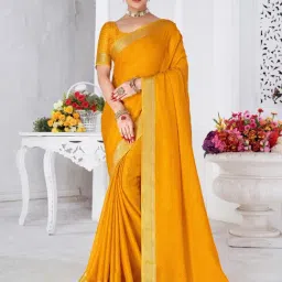 Saree Mall Yellow Printed Sarees With Unstitched Blouse-image-69