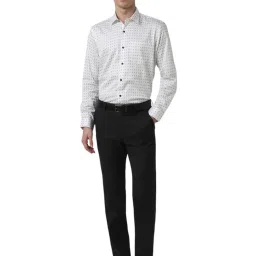 Peter England White Cotton Regular Fit Printed Shirt image 5